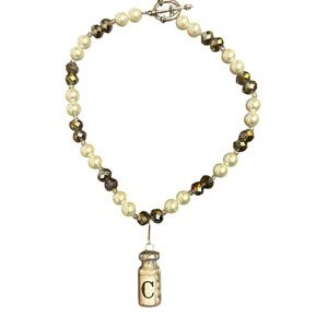 Beaded Necklace With “C” Charm